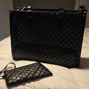 NWOT Elegant Black Quilted Tote Bag